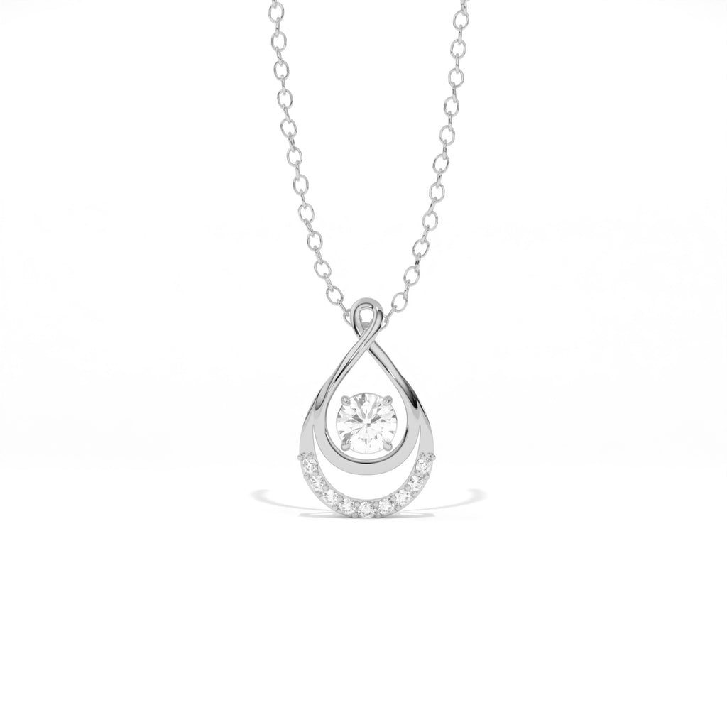 Aarinya Floating Lab-Grown Diamond Crescent Pendant, Lab Grown Diamond Infinity Twist Teardrop Charm