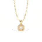 Aarinya Deco Quad-Solitaire Diamond Geometric Pendant, The Centurion Minimalist Tiered Illusion Cushion Pendant