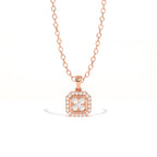 Aarinya Deco Quad-Solitaire Diamond Geometric Pendant, The Centurion Minimalist Tiered Illusion Cushion Pendant