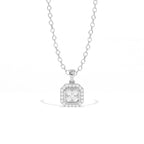 Aarinya Deco Quad-Solitaire Diamond Geometric Pendant, The Centurion Minimalist Tiered Illusion Cushion Pendant