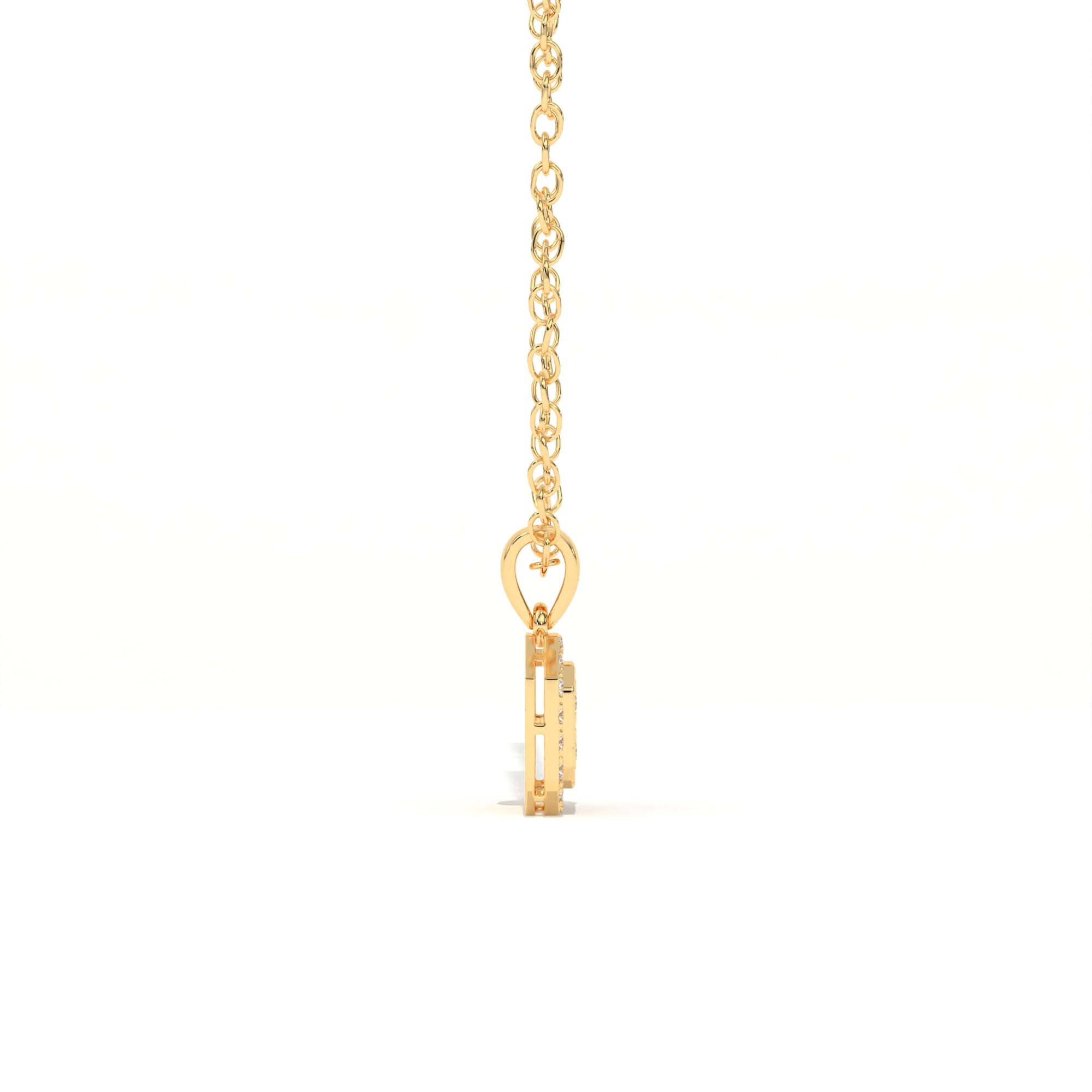 Aarinya Deco Quad-Solitaire Diamond Geometric Pendant, The Centurion Minimalist Tiered Illusion Cushion Pendant