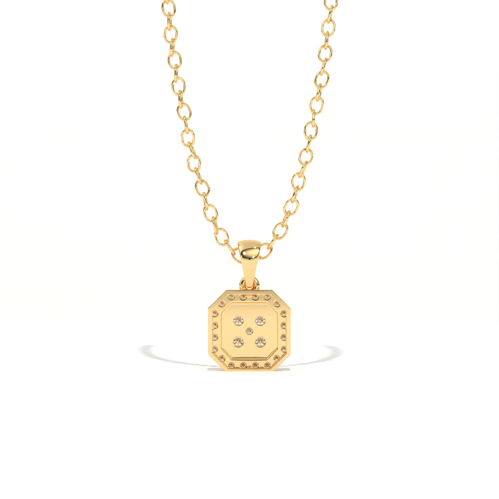 Aarinya Deco Quad-Solitaire Diamond Geometric Pendant, The Centurion Minimalist Tiered Illusion Cushion Pendant