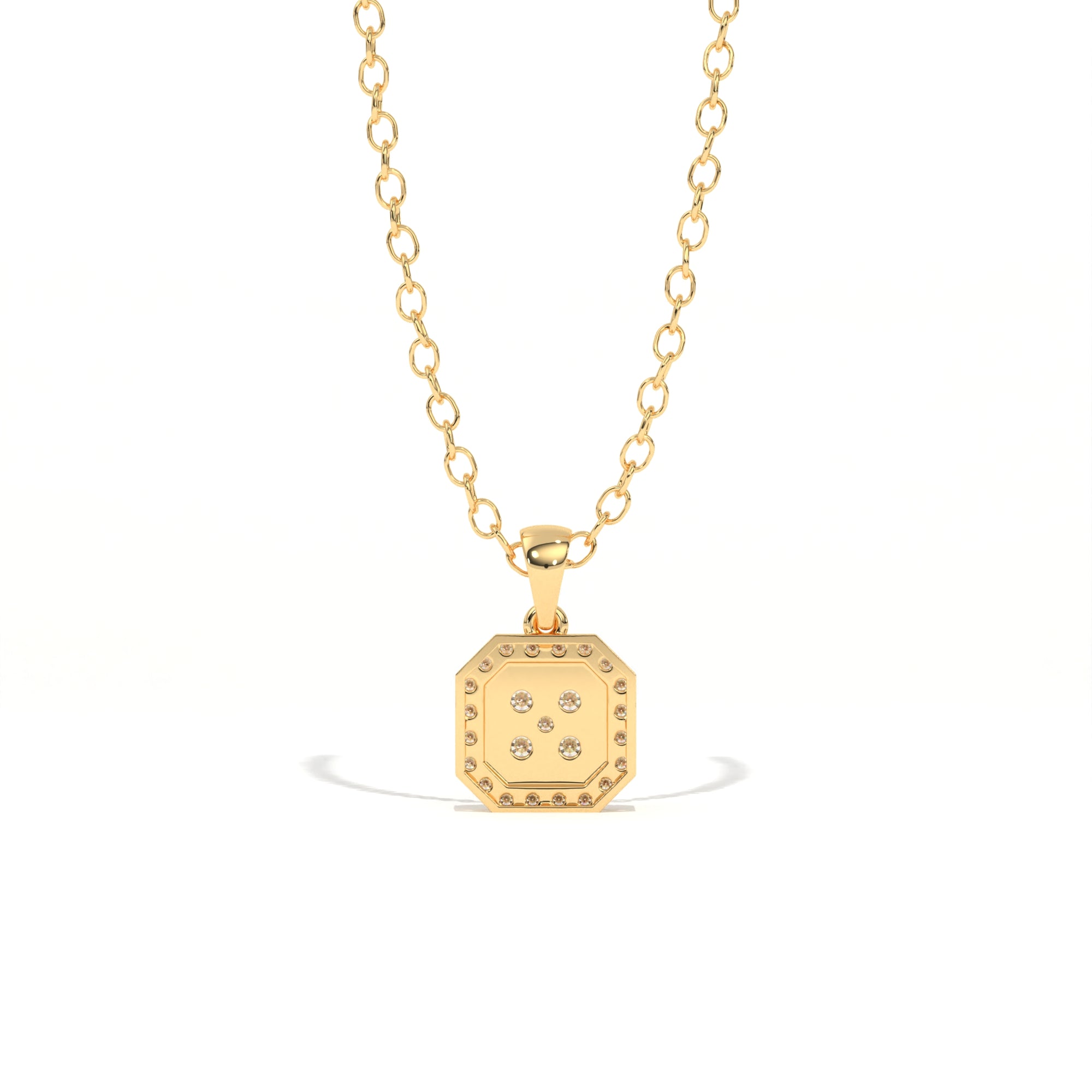 Aarinya Deco Quad-Solitaire Diamond Geometric Pendant, The Centurion Minimalist Tiered Illusion Cushion Pendant