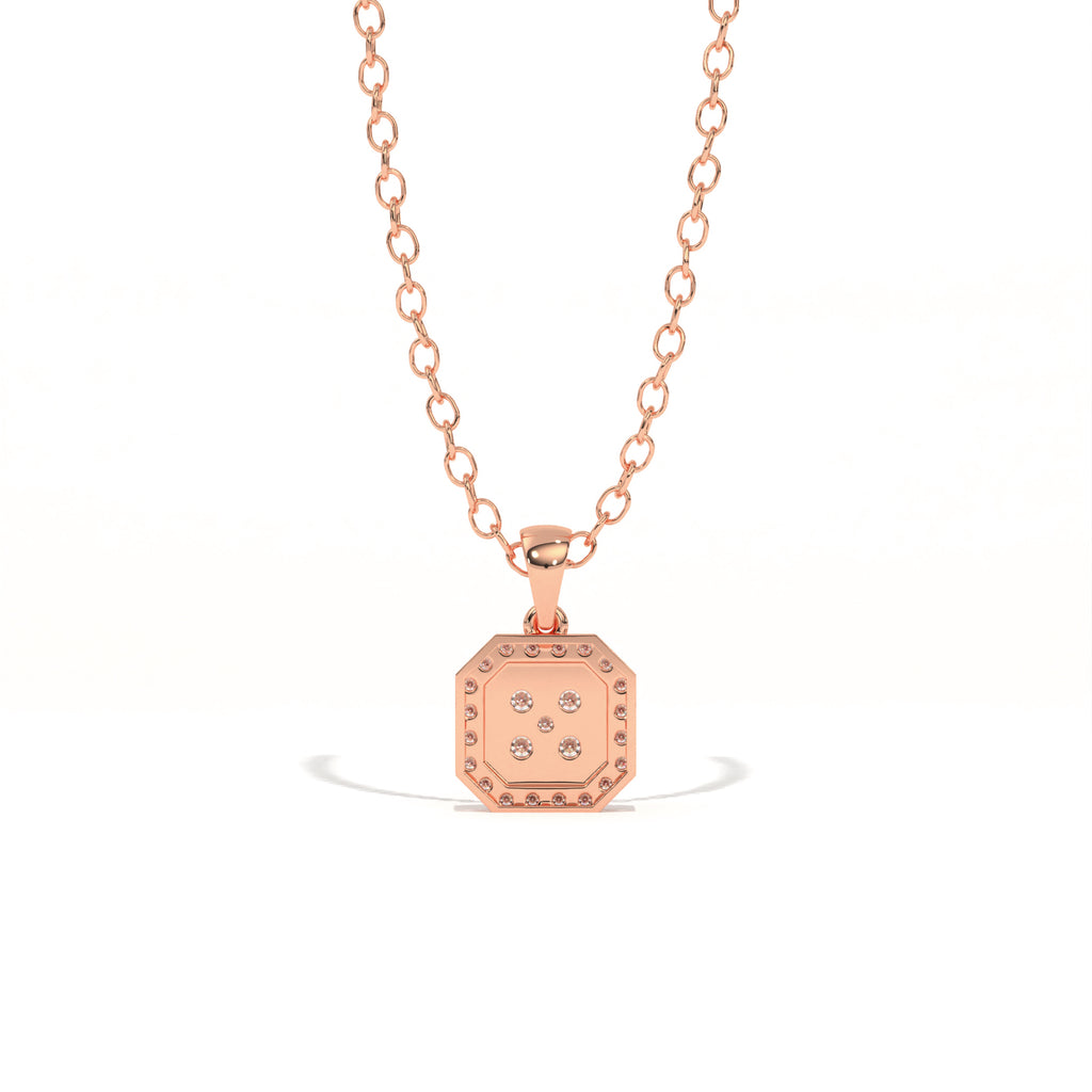 Aarinya Deco Quad-Solitaire Diamond Geometric Pendant, The Centurion Minimalist Tiered Illusion Cushion Pendant