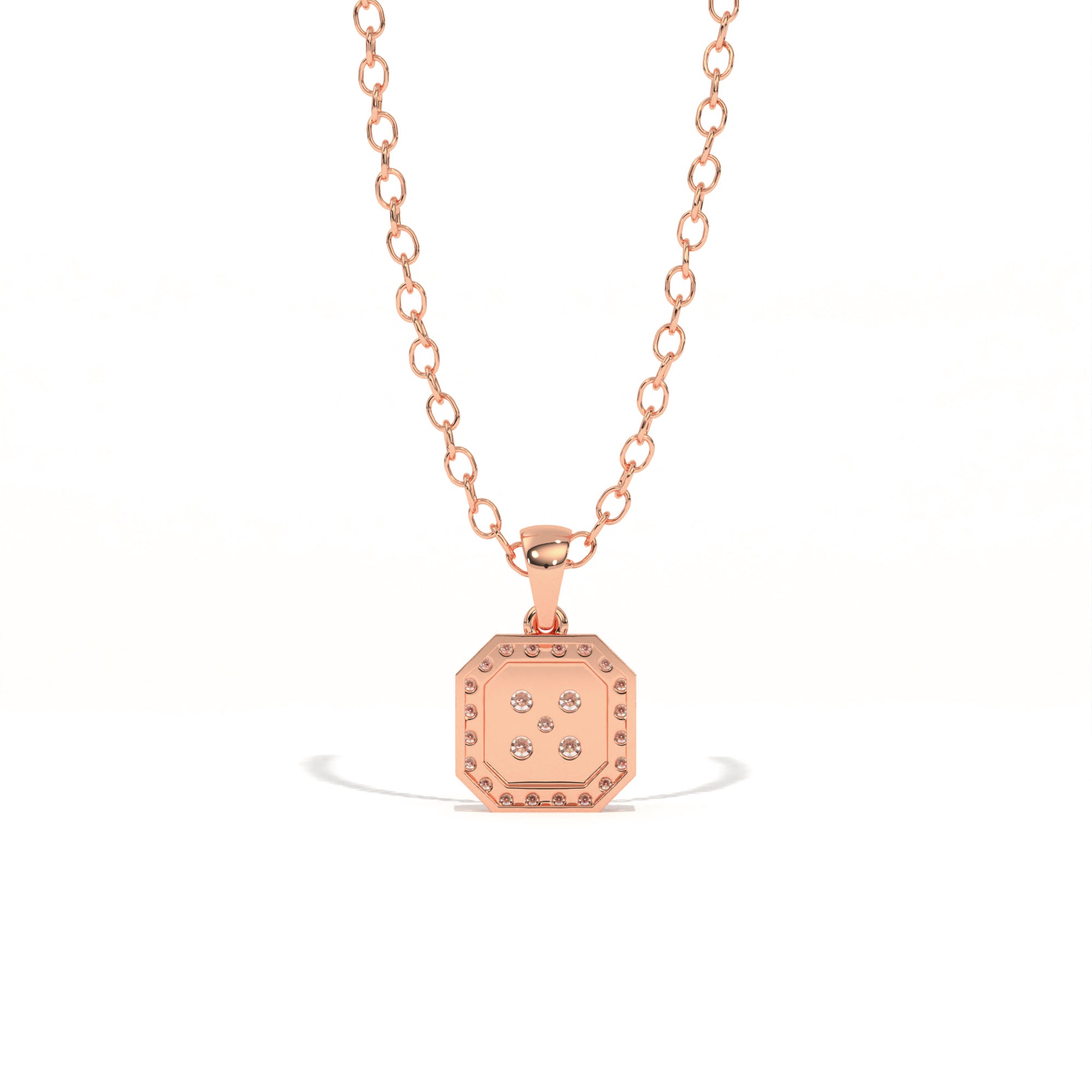 Aarinya Deco Quad-Solitaire Diamond Geometric Pendant, The Centurion Minimalist Tiered Illusion Cushion Pendant