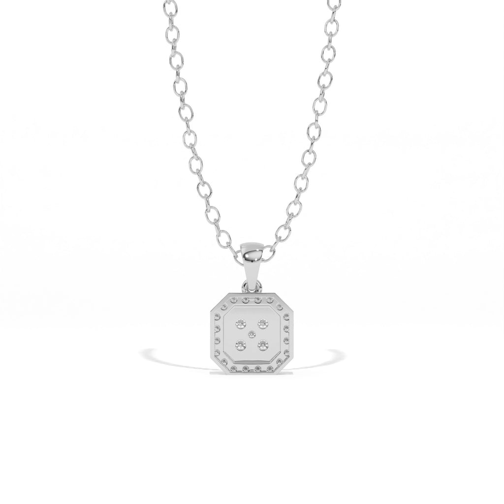Aarinya Deco Quad-Solitaire Diamond Geometric Pendant, The Centurion Minimalist Tiered Illusion Cushion Pendant