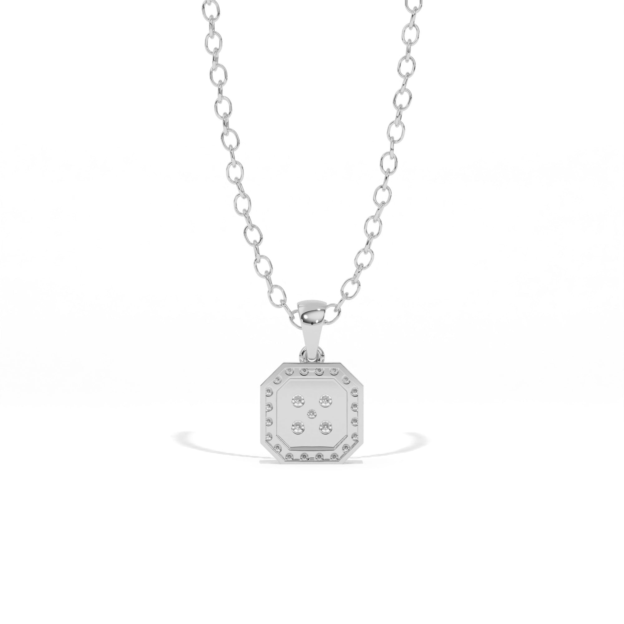 Aarinya Deco Quad-Solitaire Diamond Geometric Pendant, The Centurion Minimalist Tiered Illusion Cushion Pendant