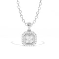 Aarinya Deco Quad-Solitaire Diamond Geometric Pendant, The Centurion Minimalist Tiered Illusion Cushion Pendant