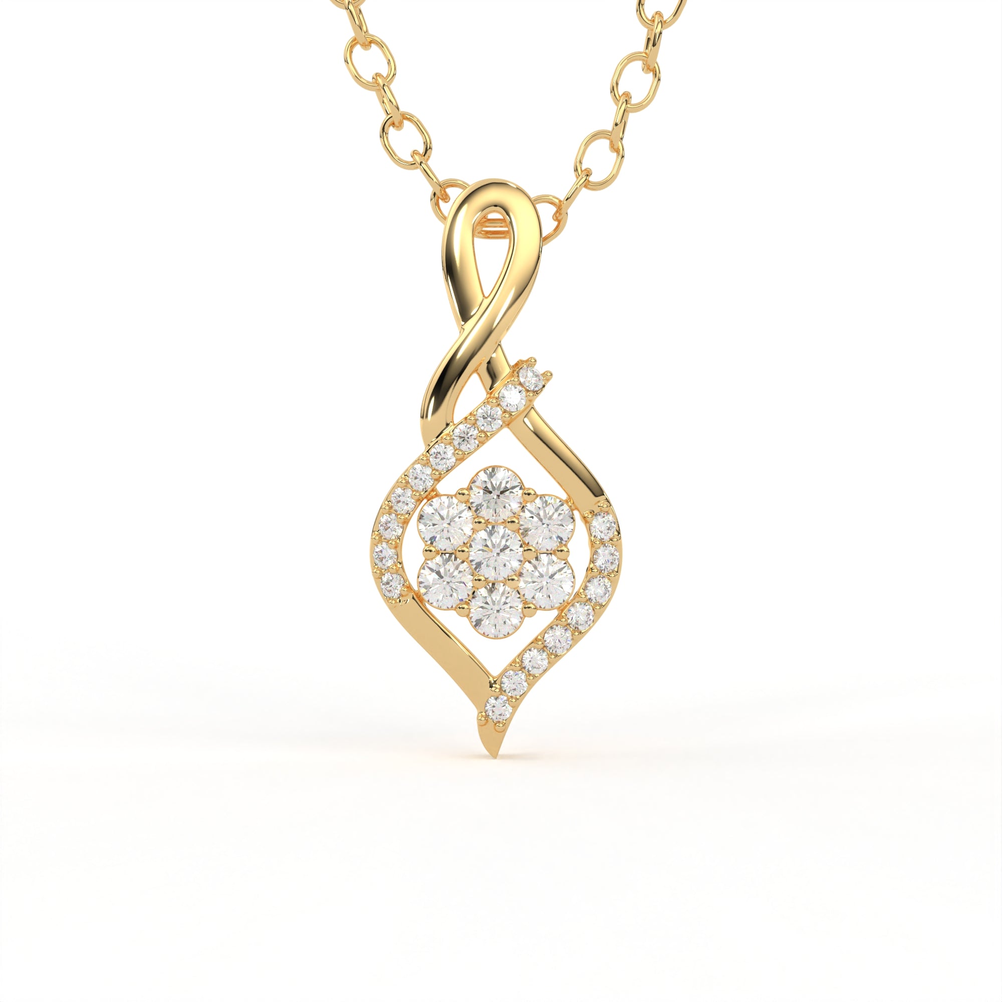 Aarinya Infinity Twist Lab-Grown Diamond Floral Pendant