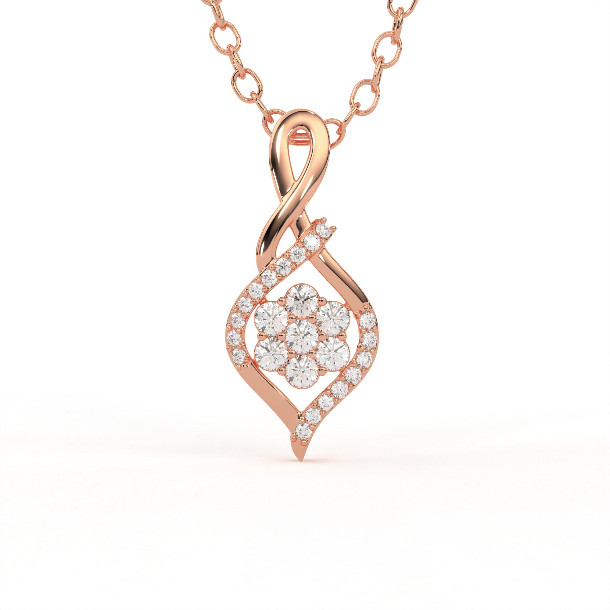 Aarinya Infinity Twist Lab-Grown Diamond Floral Pendant