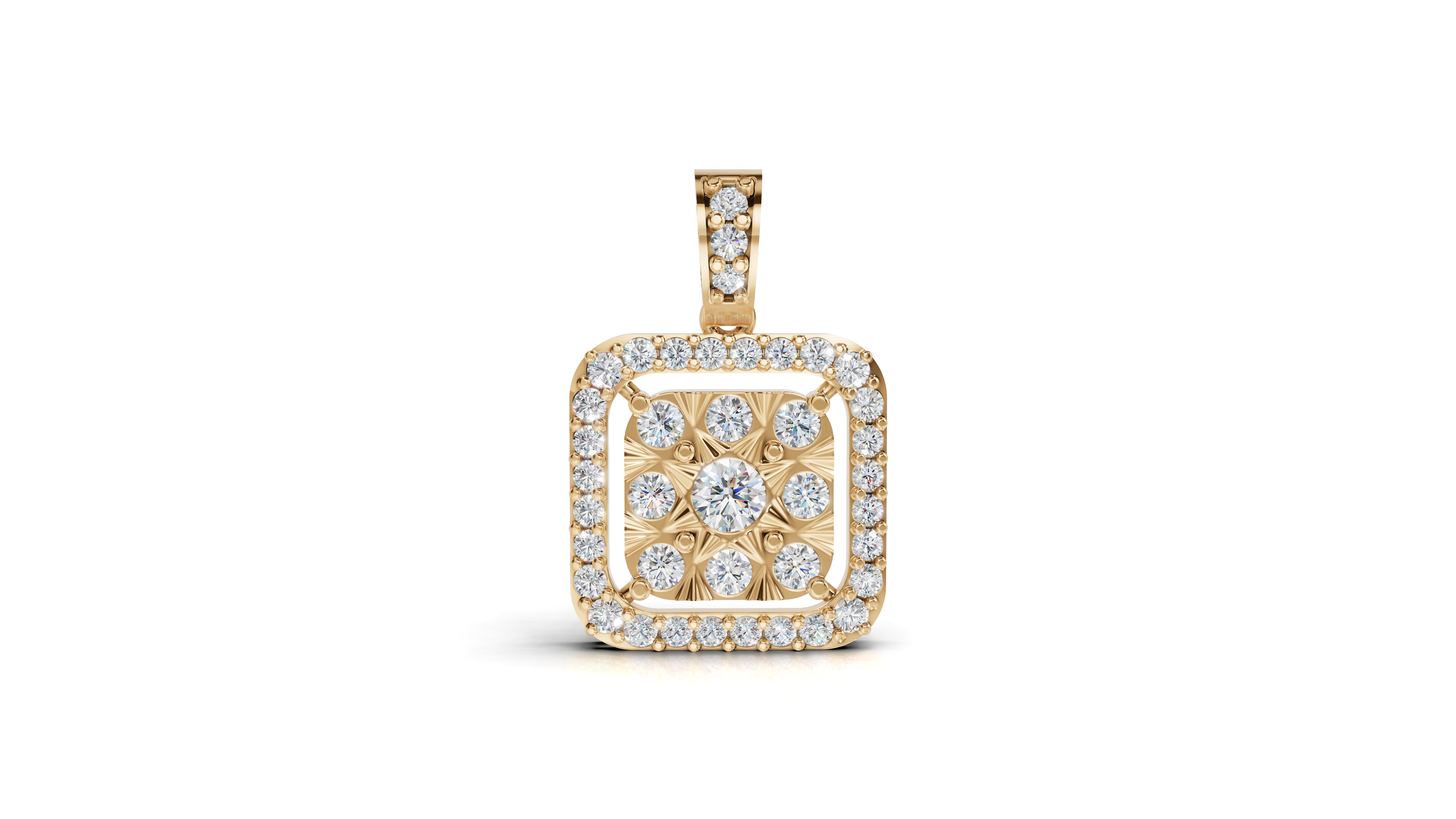 Aarinya Celestia Starburst Lab-Grown Diamond Pendant, Aura Square Cushion Halo Pendant