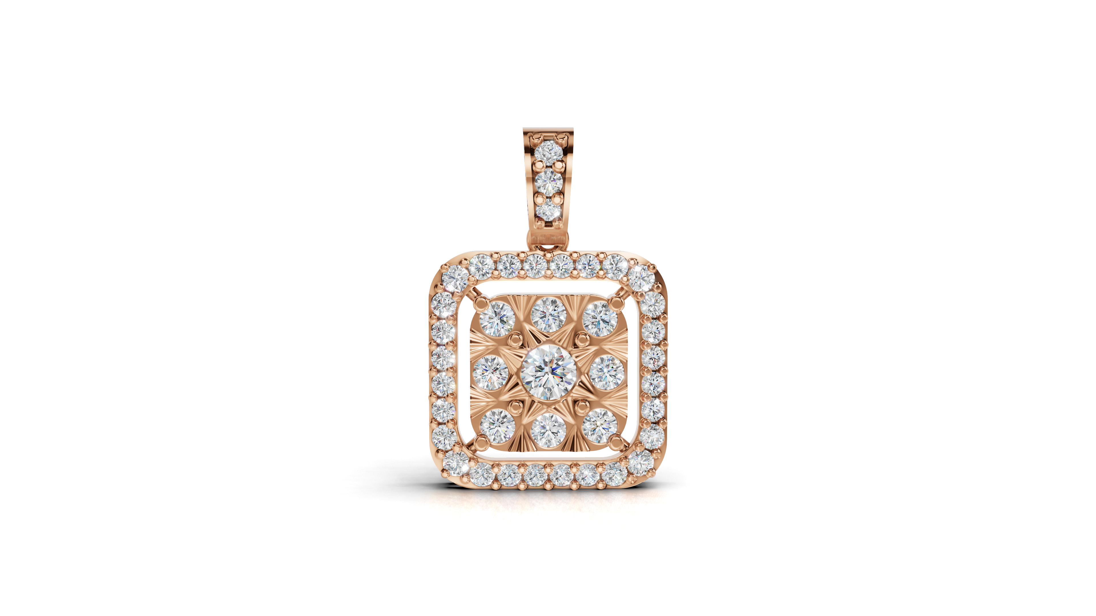 Aarinya Celestia Starburst Lab-Grown Diamond Pendant, Aura Square Cushion Halo Pendant