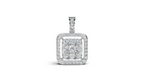 Aarinya Celestia Starburst Lab-Grown Diamond Pendant, Aura Square Cushion Halo Pendant