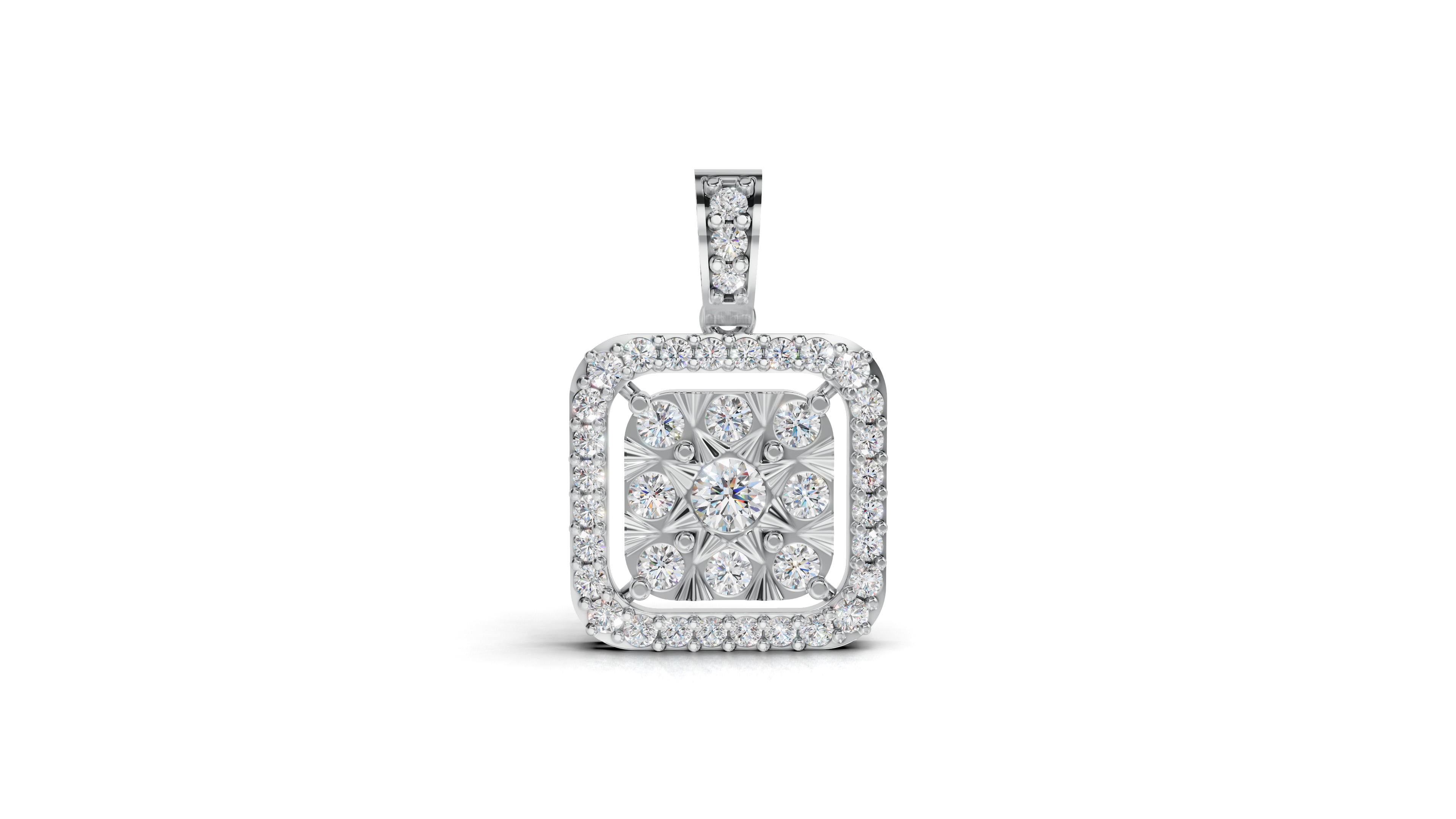 Aarinya Celestia Starburst Lab-Grown Diamond Pendant, Aura Square Cushion Halo Pendant