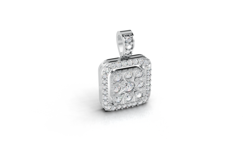 Aarinya Celestia Starburst Lab-Grown Diamond Pendant, Aura Square Cushion Halo Pendant