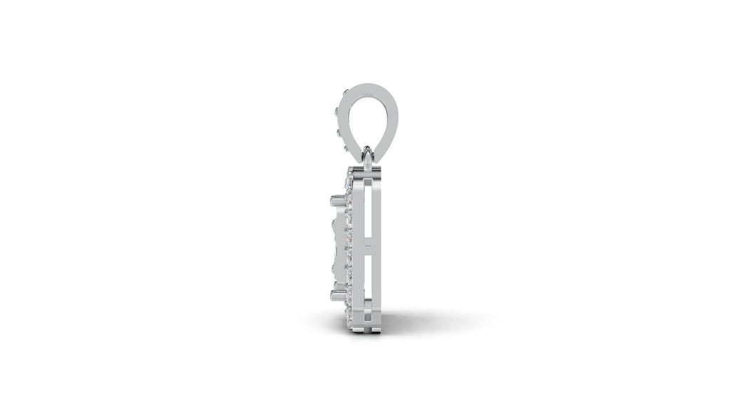 Aarinya Celestia Starburst Lab-Grown Diamond Pendant, Aura Square Cushion Halo Pendant