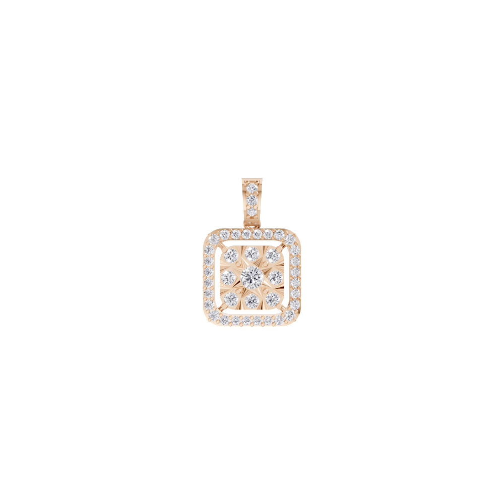 Aarinya Celestia Starburst Lab-Grown Diamond Pendant, Aura Square Cushion Halo Pendant