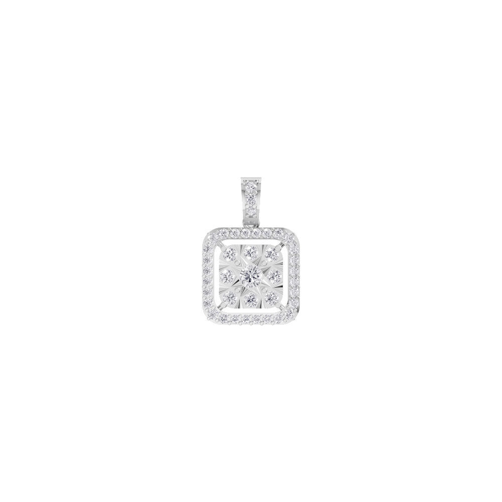 Aarinya Celestia Starburst Lab-Grown Diamond Pendant, Aura Square Cushion Halo Pendant