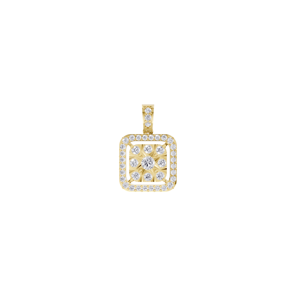 Aarinya Celestia Starburst Lab-Grown Diamond Pendant, Aura Square Cushion Halo Pendant