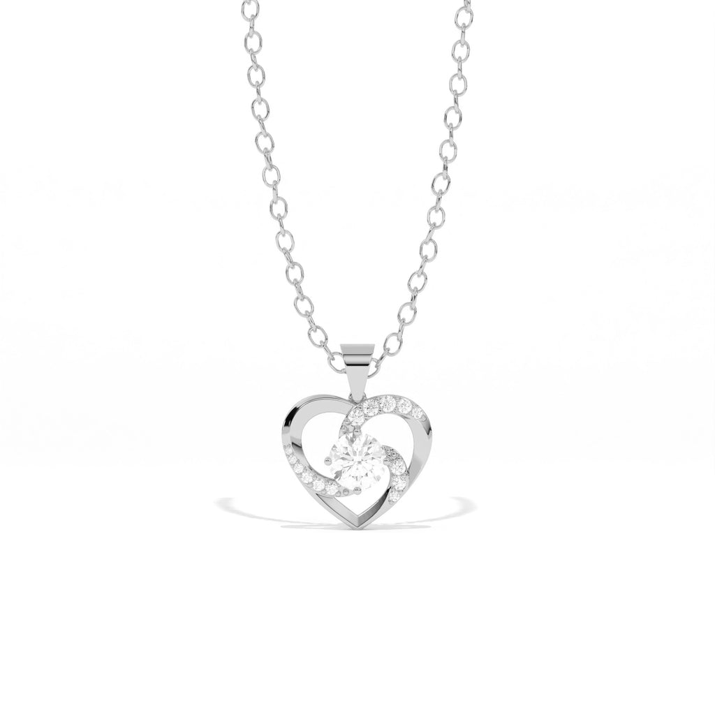 Aarinya Interlocking Heart Solitaire Lab-Grown Diamond Pendant, The Minimalist Sculpted Serpentine Heart Pendant