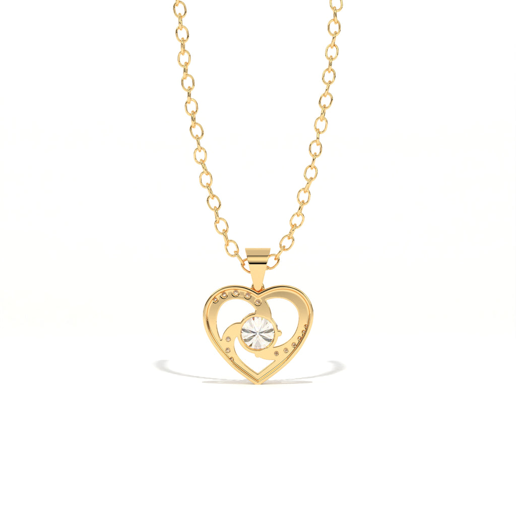 Aarinya Interlocking Heart Solitaire Lab-Grown Diamond Pendant, The Minimalist Sculpted Serpentine Heart Pendant