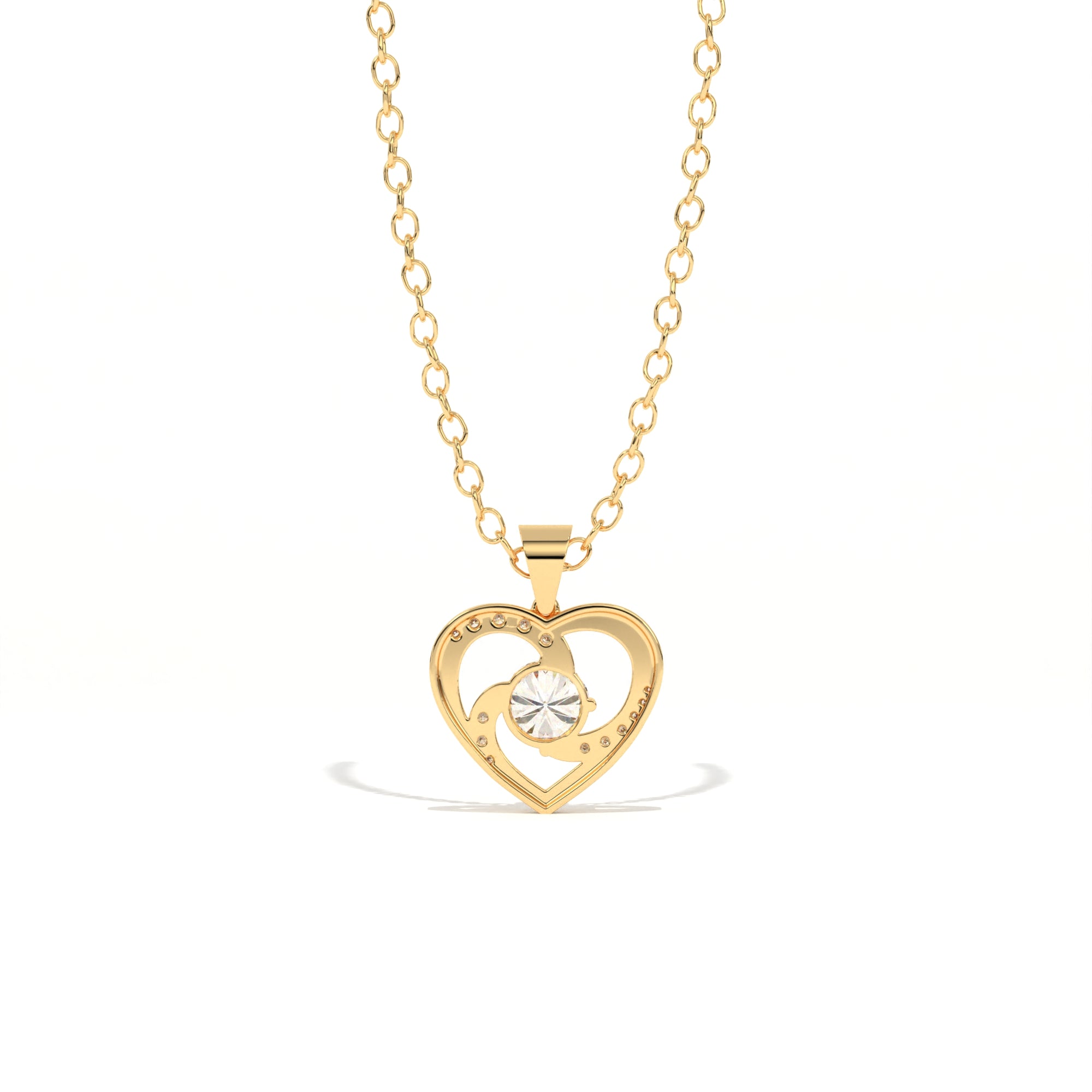 Aarinya Interlocking Heart Solitaire Lab-Grown Diamond Pendant, The Minimalist Sculpted Serpentine Heart Pendant