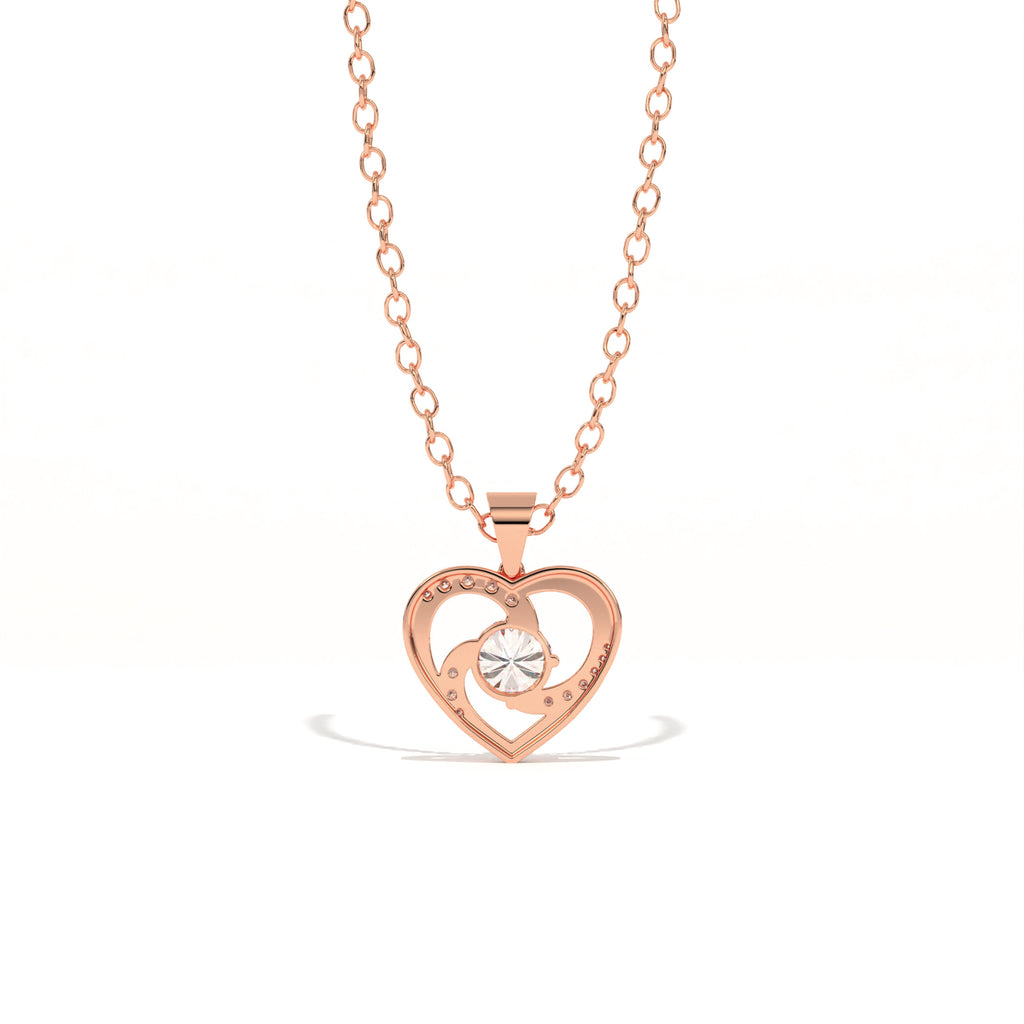 Aarinya Interlocking Heart Solitaire Lab-Grown Diamond Pendant, The Minimalist Sculpted Serpentine Heart Pendant