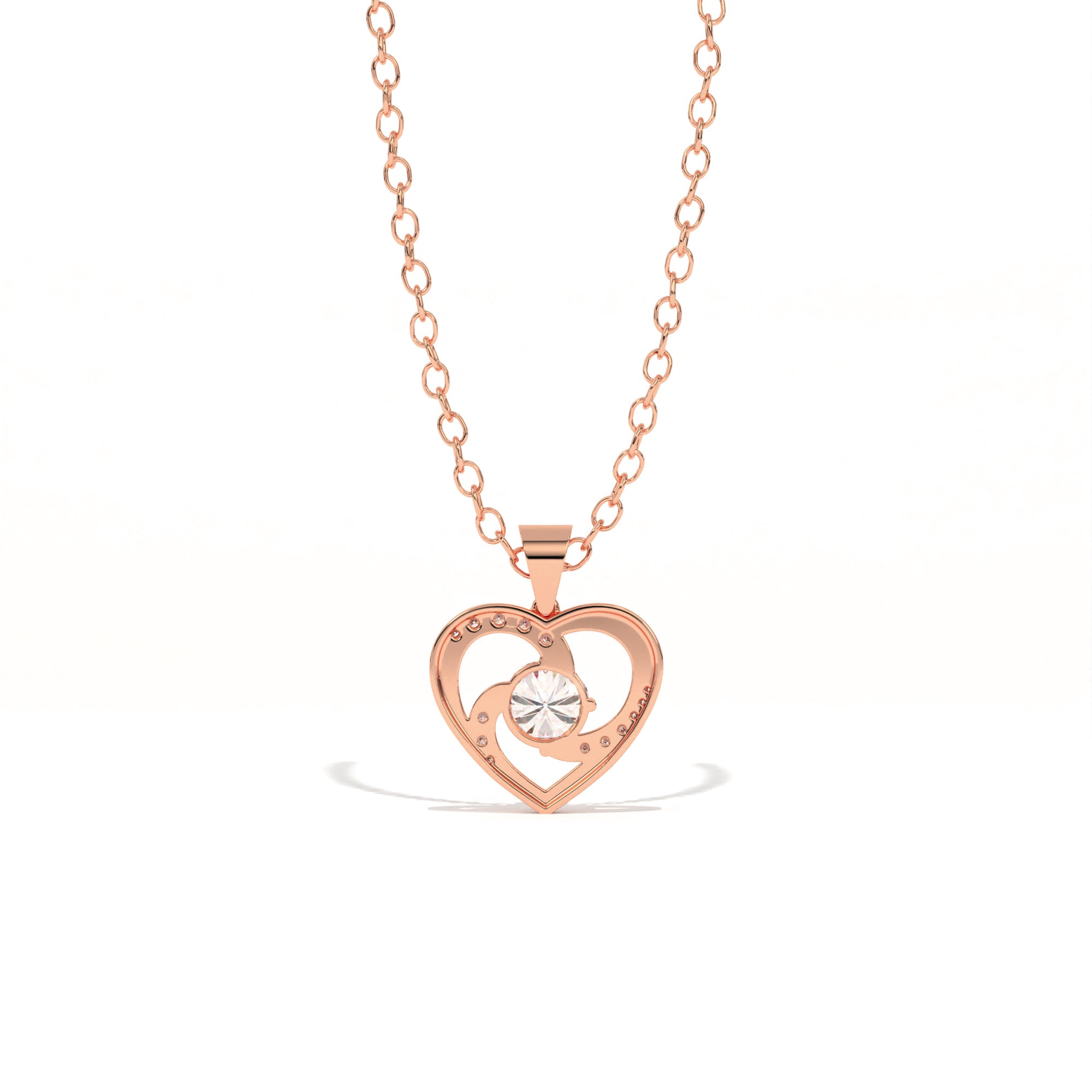 Aarinya Interlocking Heart Solitaire Lab-Grown Diamond Pendant, The Minimalist Sculpted Serpentine Heart Pendant