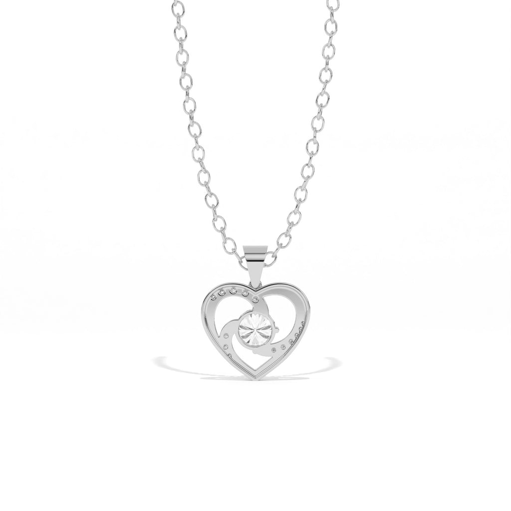 Aarinya Interlocking Heart Solitaire Lab-Grown Diamond Pendant, The Minimalist Sculpted Serpentine Heart Pendant