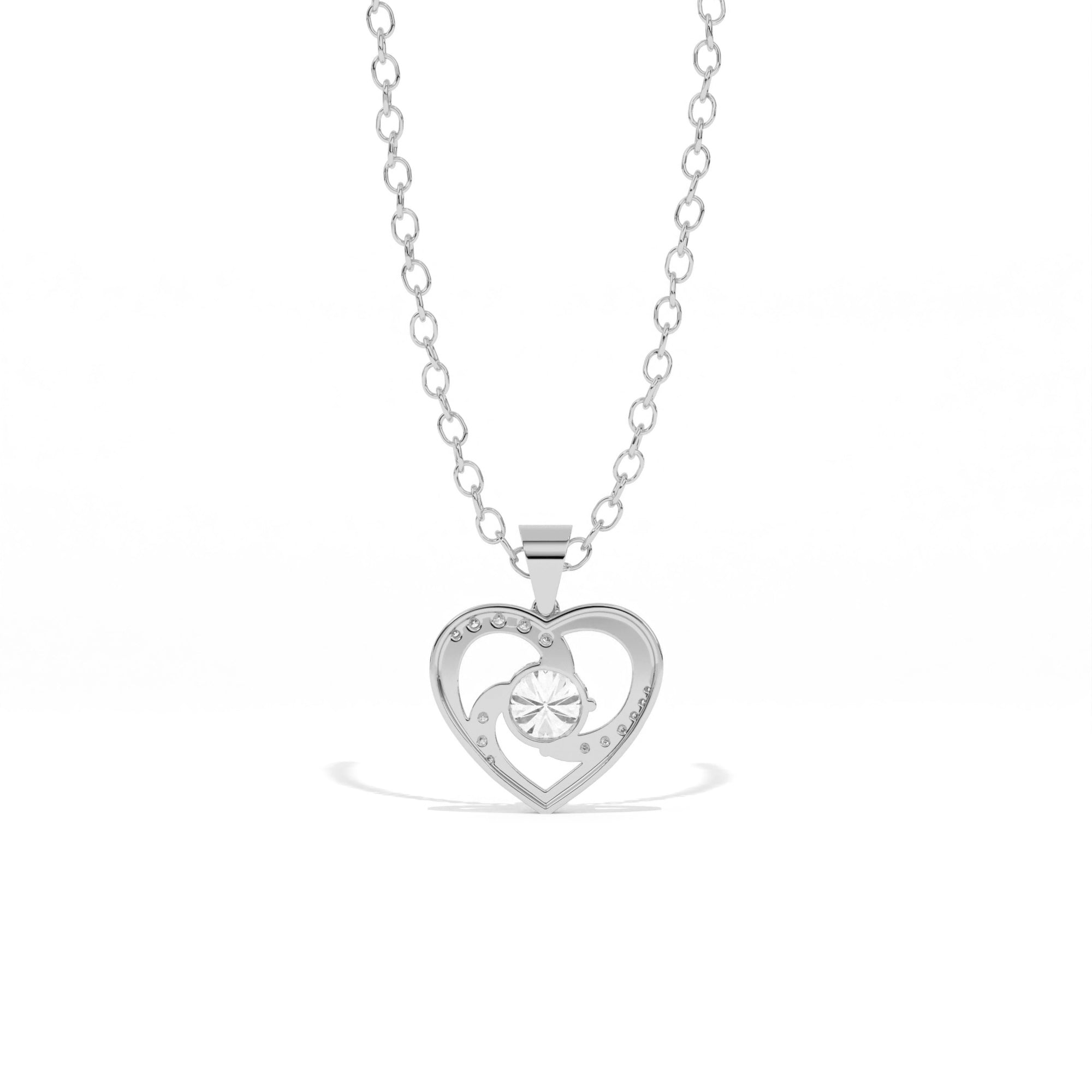 Aarinya Interlocking Heart Solitaire Lab-Grown Diamond Pendant, The Minimalist Sculpted Serpentine Heart Pendant