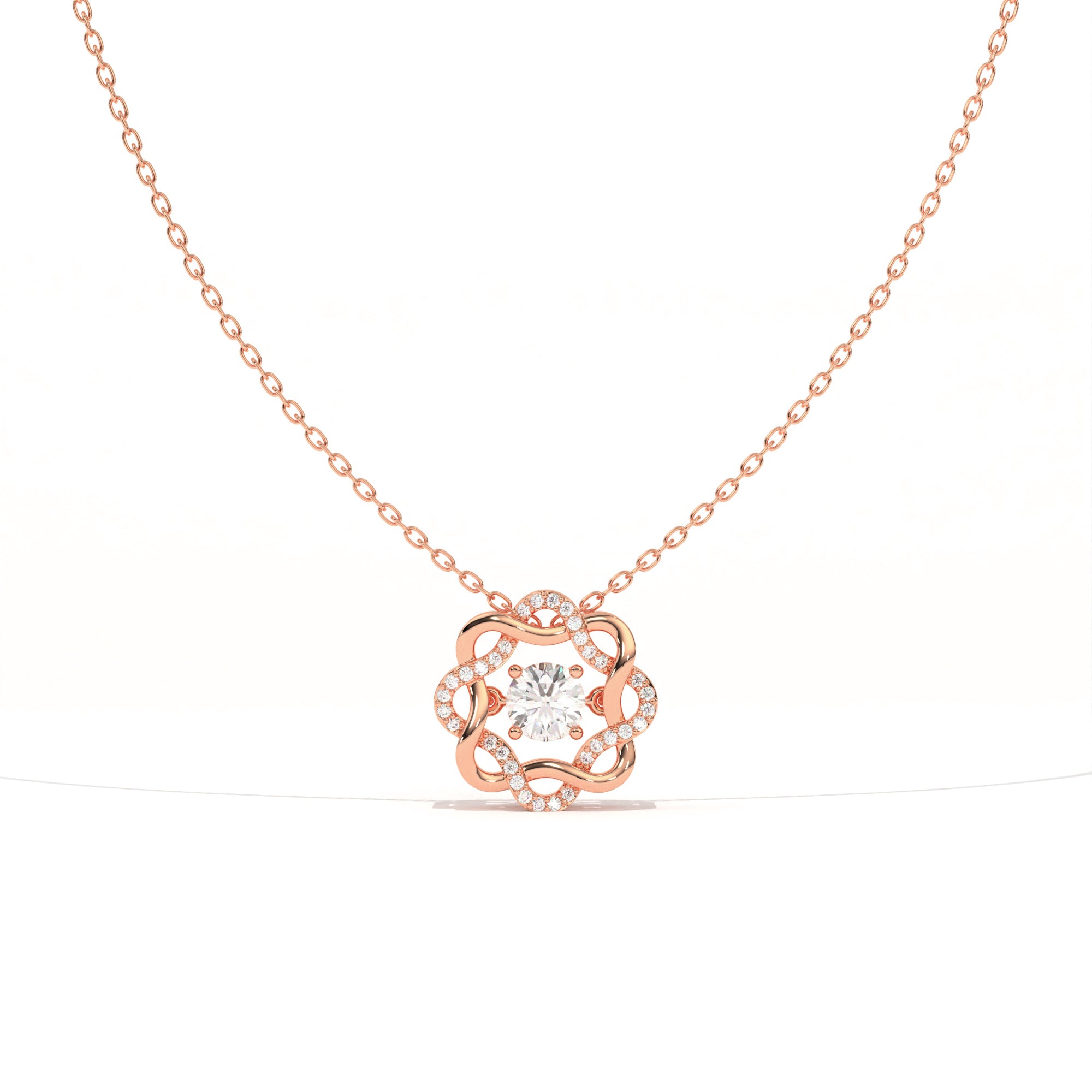 Aarinya Wave Dancing Solitaire Diamond Rosette Pendant