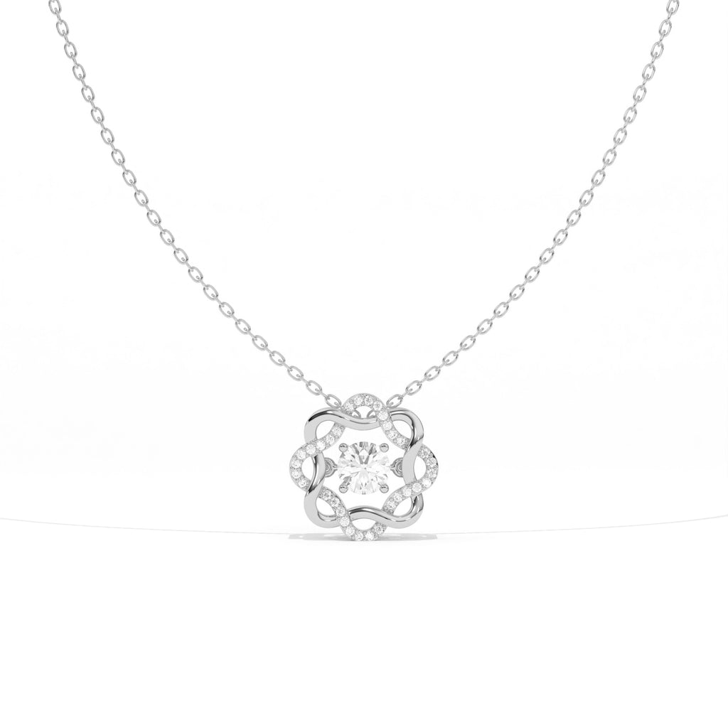 Aarinya Wave Dancing Solitaire Diamond Rosette Pendant
