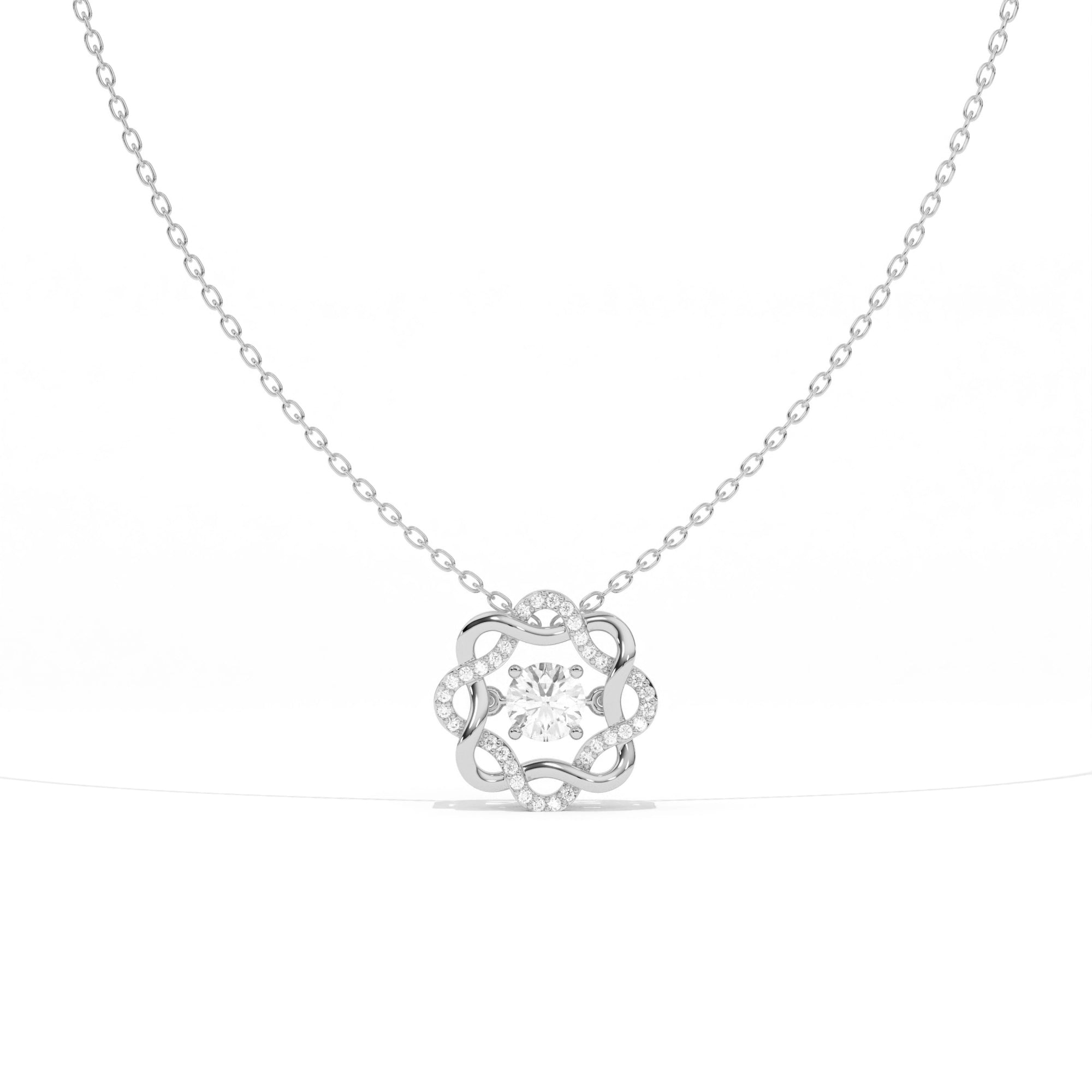 Aarinya Wave Dancing Solitaire Diamond Rosette Pendant