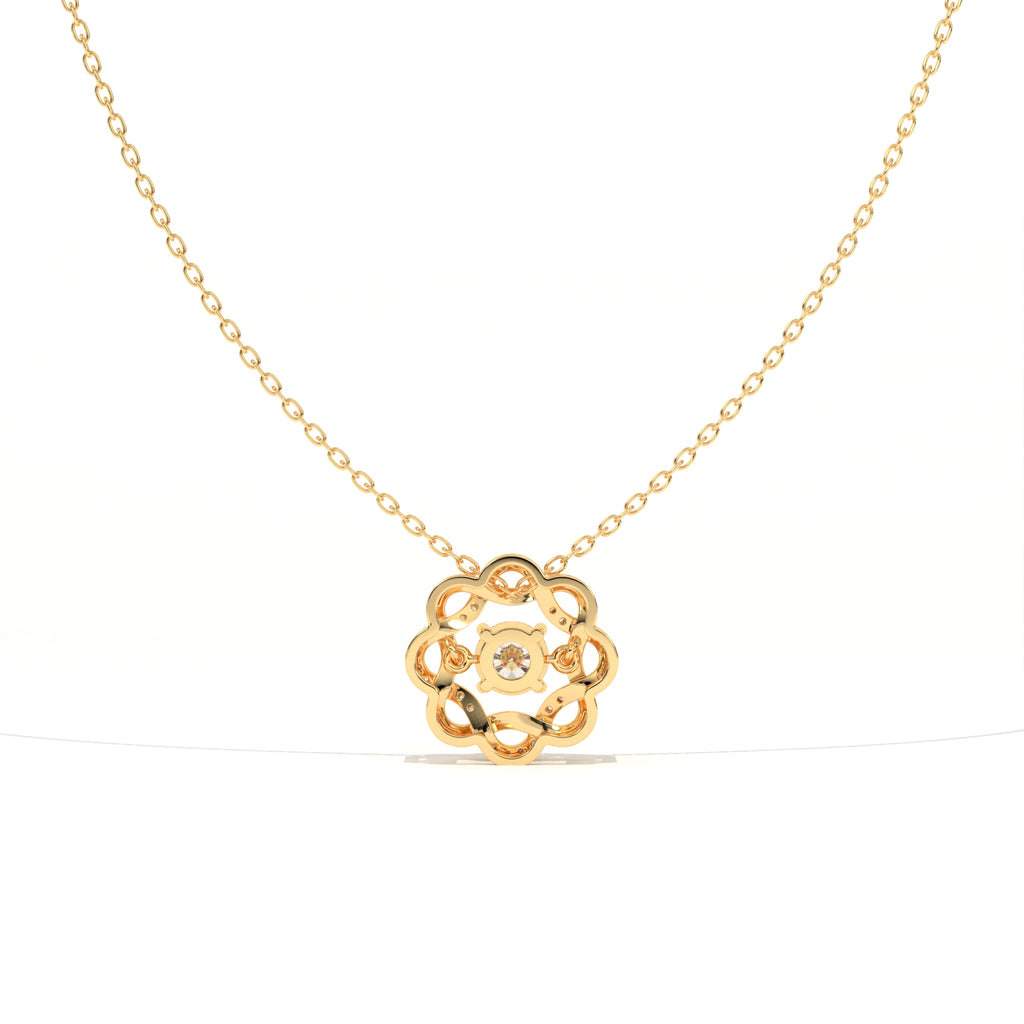 Aarinya Wave Dancing Solitaire Diamond Rosette Pendant