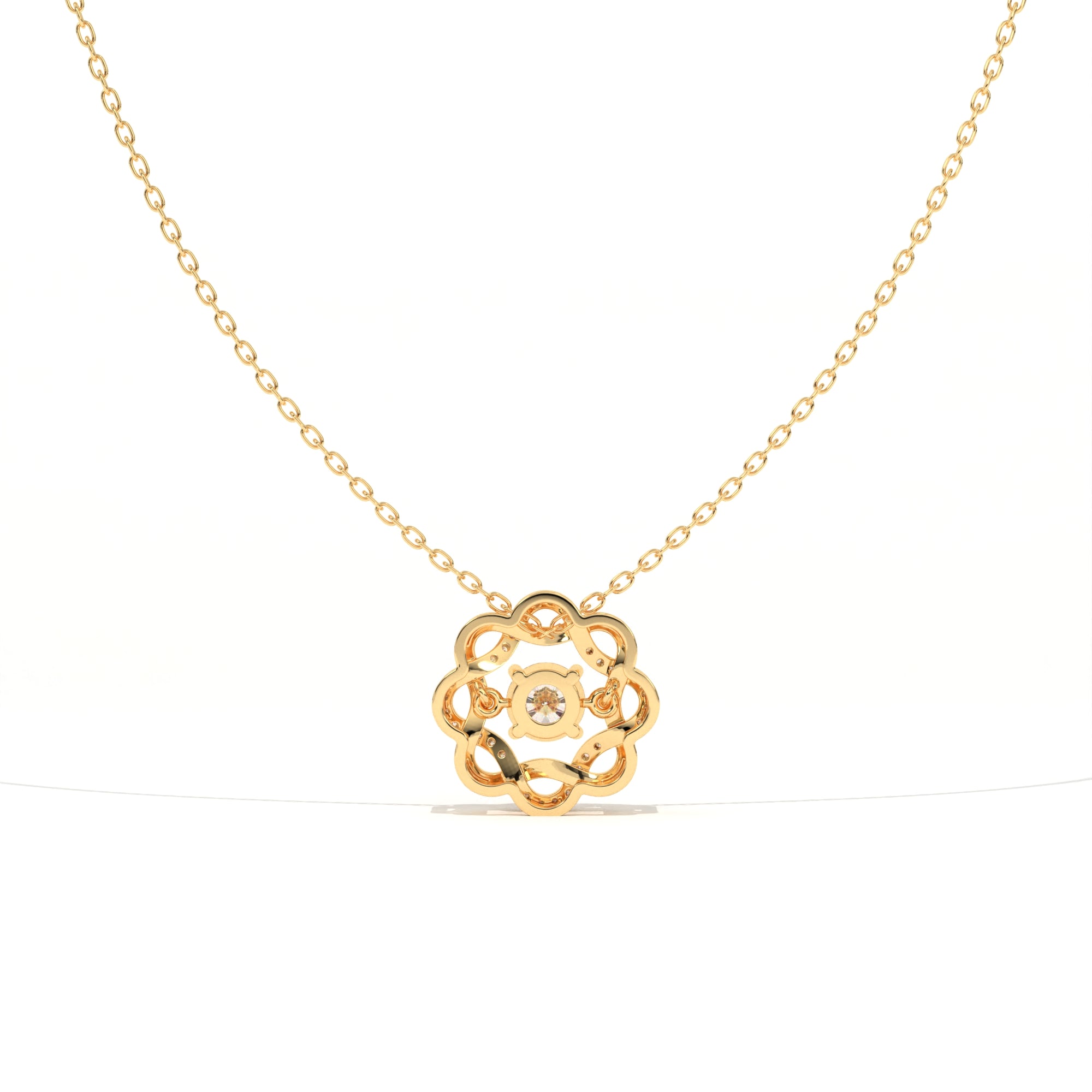 Aarinya Wave Dancing Solitaire Diamond Rosette Pendant
