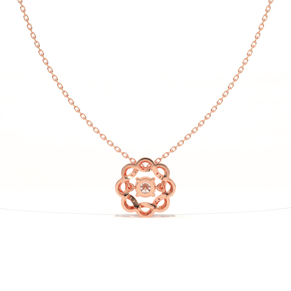 Aarinya Wave Dancing Solitaire Diamond Rosette Pendant