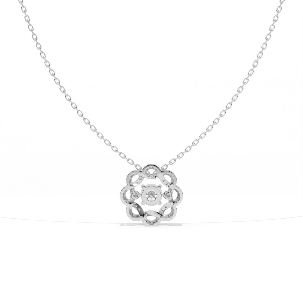 Aarinya Wave Dancing Solitaire Diamond Rosette Pendant