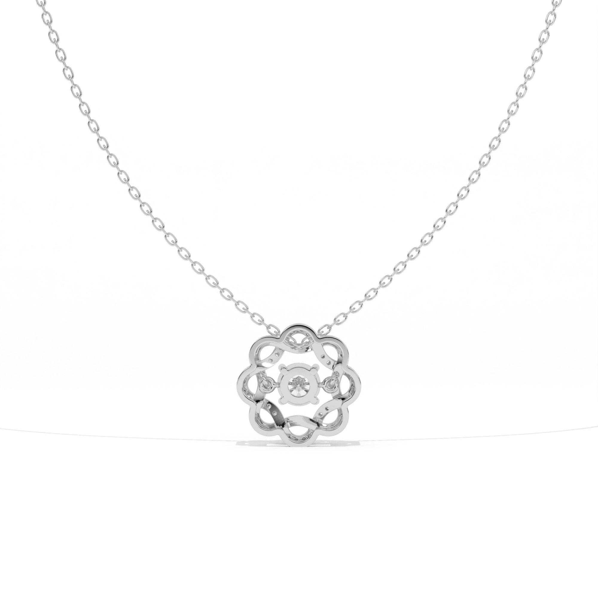 Aarinya Wave Dancing Solitaire Diamond Rosette Pendant