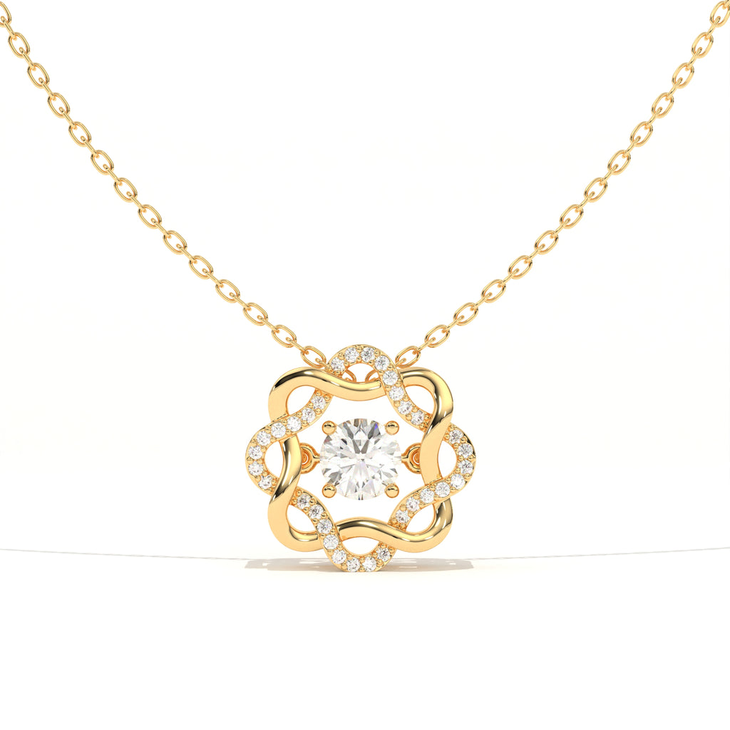Aarinya Wave Dancing Solitaire Diamond Rosette Pendant