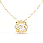 Aarinya Wave Dancing Solitaire Diamond Rosette Pendant