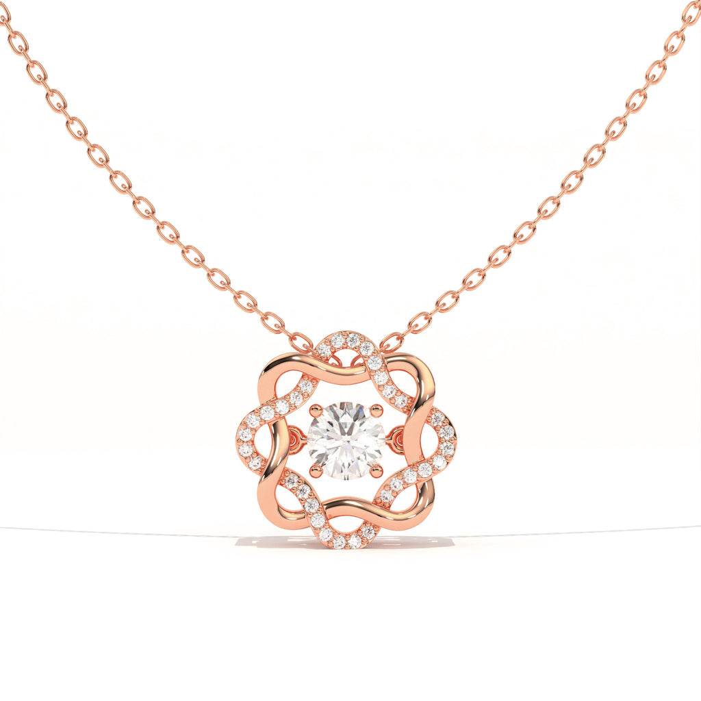 Aarinya Wave Dancing Solitaire Diamond Rosette Pendant