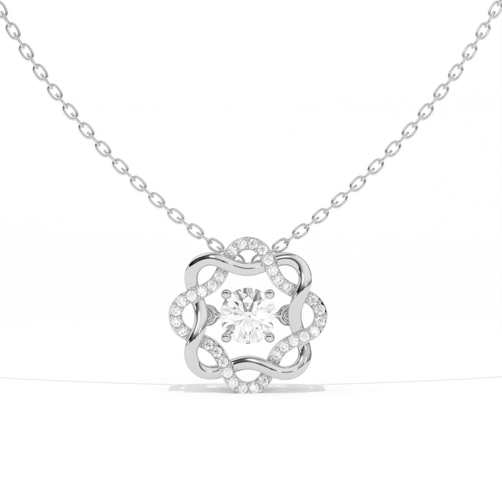 Aarinya Wave Dancing Solitaire Diamond Rosette Pendant