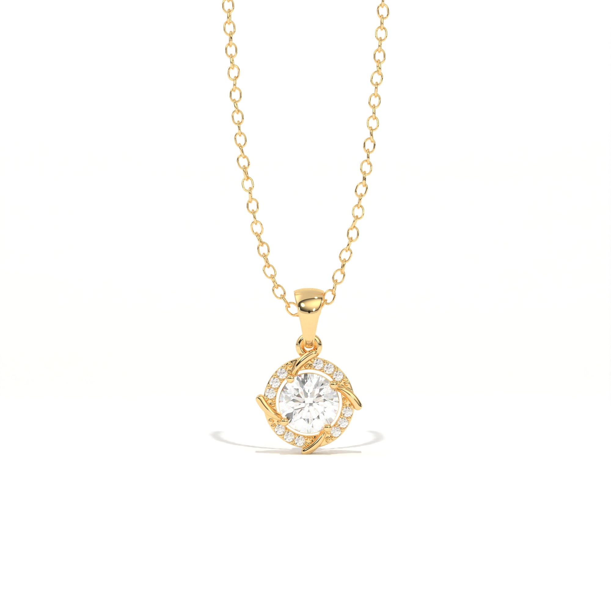Aarinya Spiral Halo Lab-Grown Diamond Pendant, The Centurion Minimalist Concentric Swirl Ribbon Pendant
