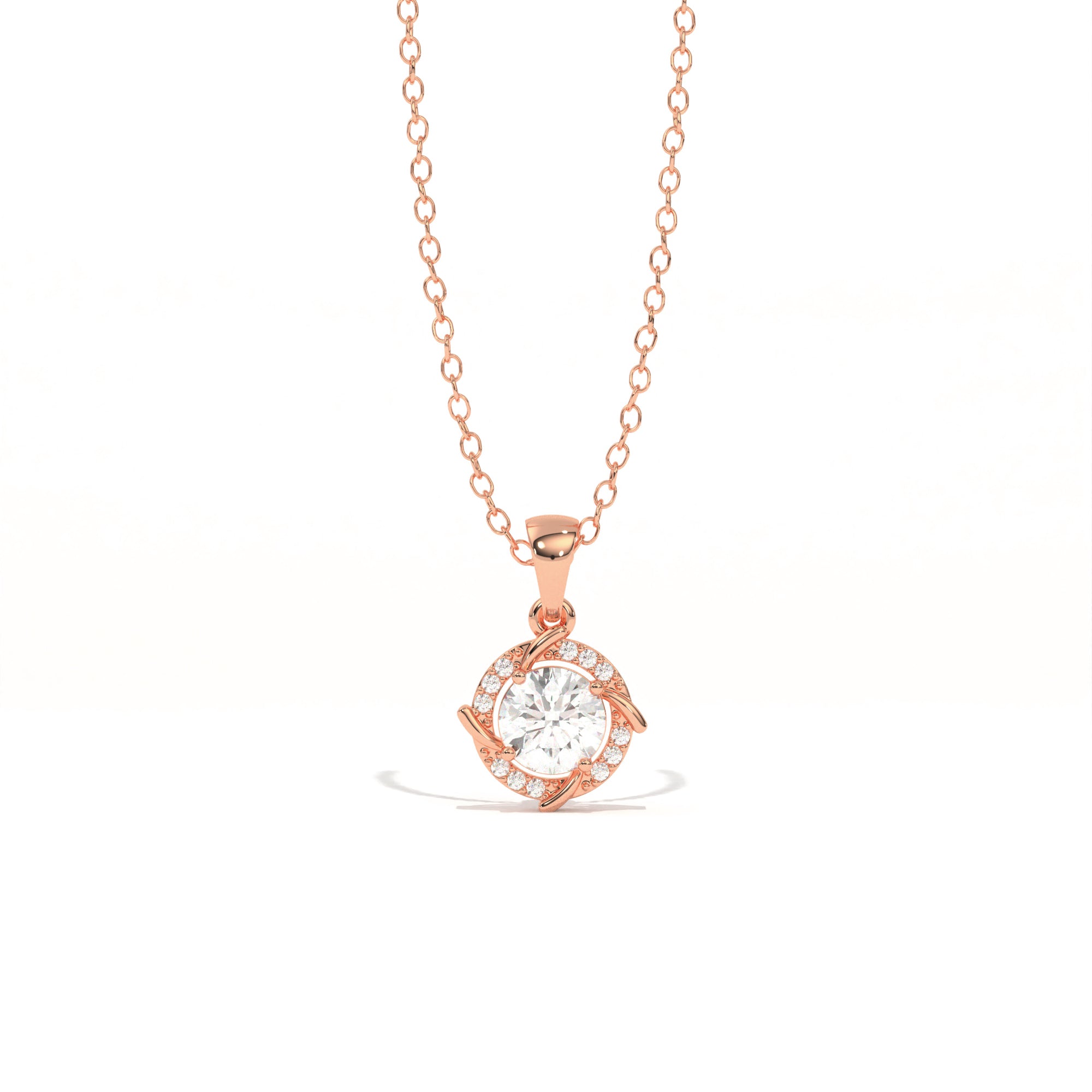 Aarinya Spiral Halo Lab-Grown Diamond Pendant, The Centurion Minimalist Concentric Swirl Ribbon Pendant