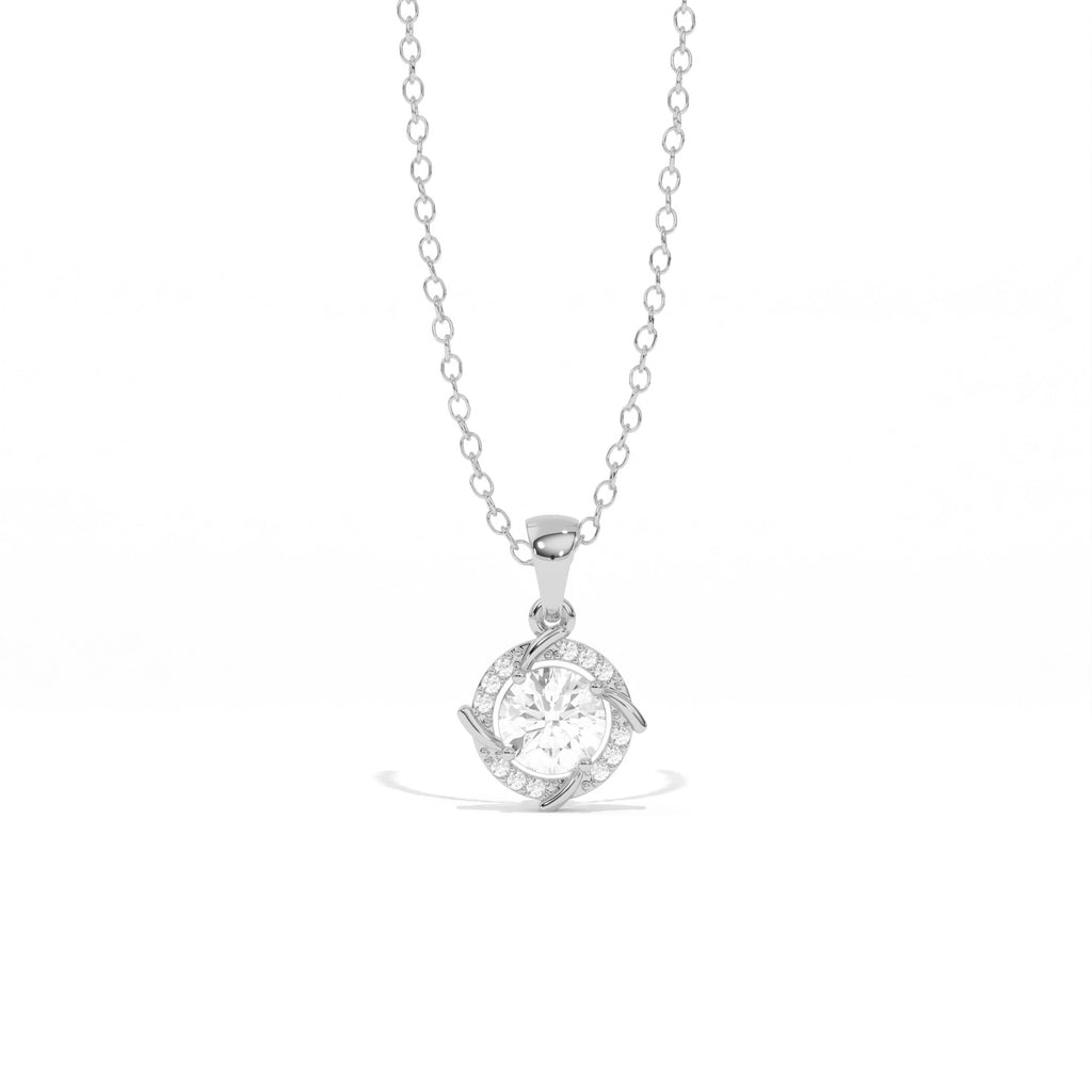 Aarinya Spiral Halo Lab-Grown Diamond Pendant, The Centurion Minimalist Concentric Swirl Ribbon Pendant