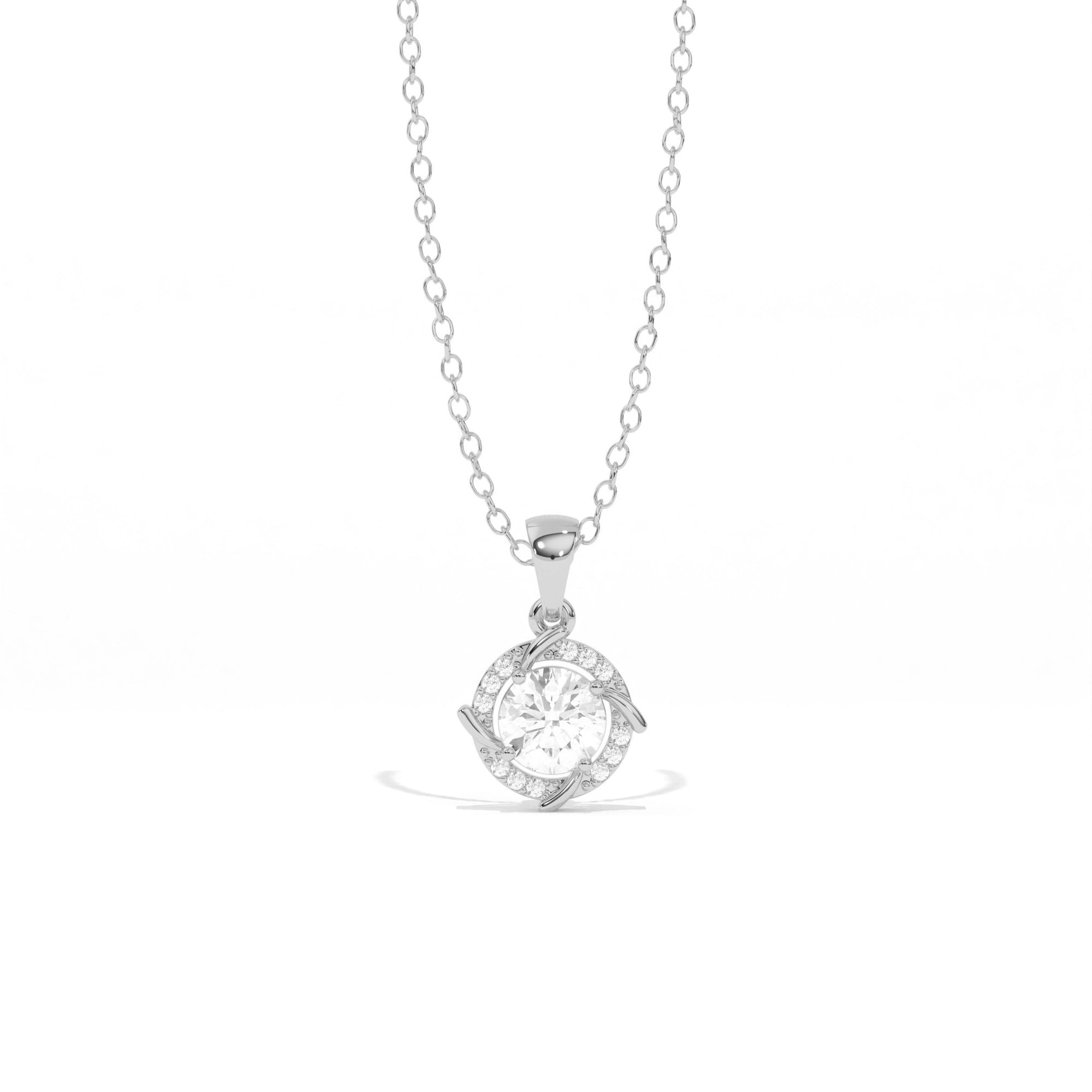 Aarinya Spiral Halo Lab-Grown Diamond Pendant, The Centurion Minimalist Concentric Swirl Ribbon Pendant