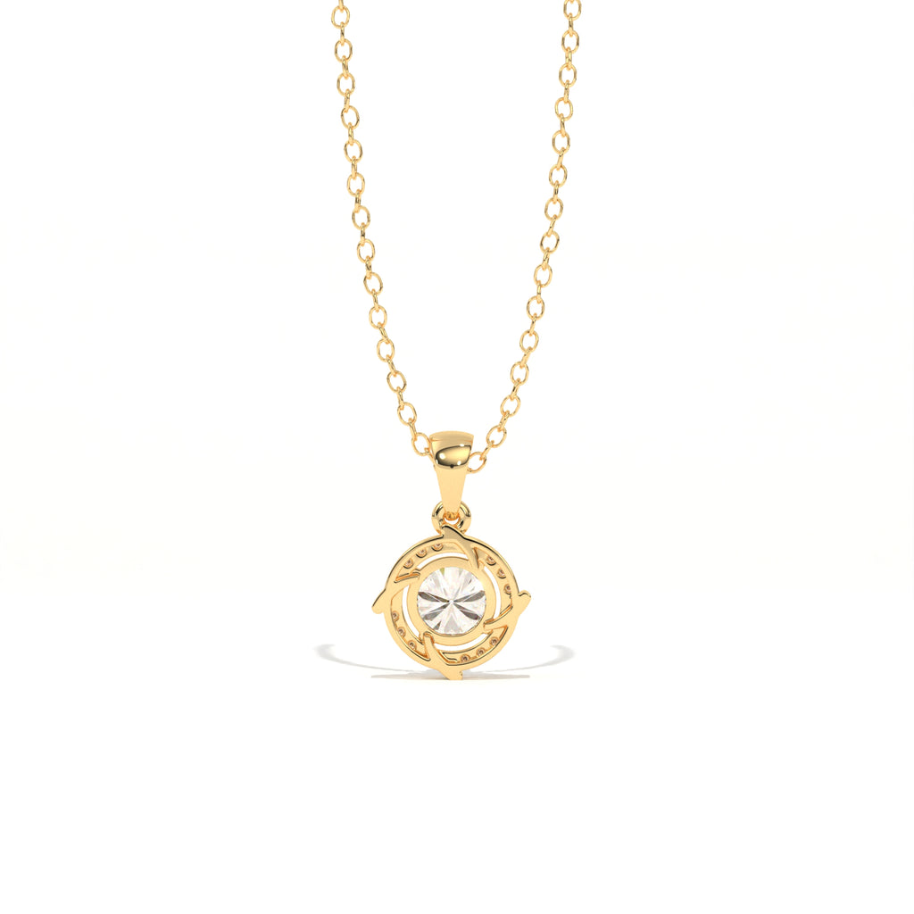 Aarinya Spiral Halo Lab-Grown Diamond Pendant, The Centurion Minimalist Concentric Swirl Ribbon Pendant