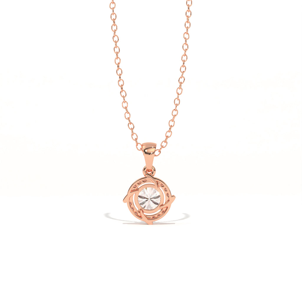 Aarinya Spiral Halo Lab-Grown Diamond Pendant, The Centurion Minimalist Concentric Swirl Ribbon Pendant