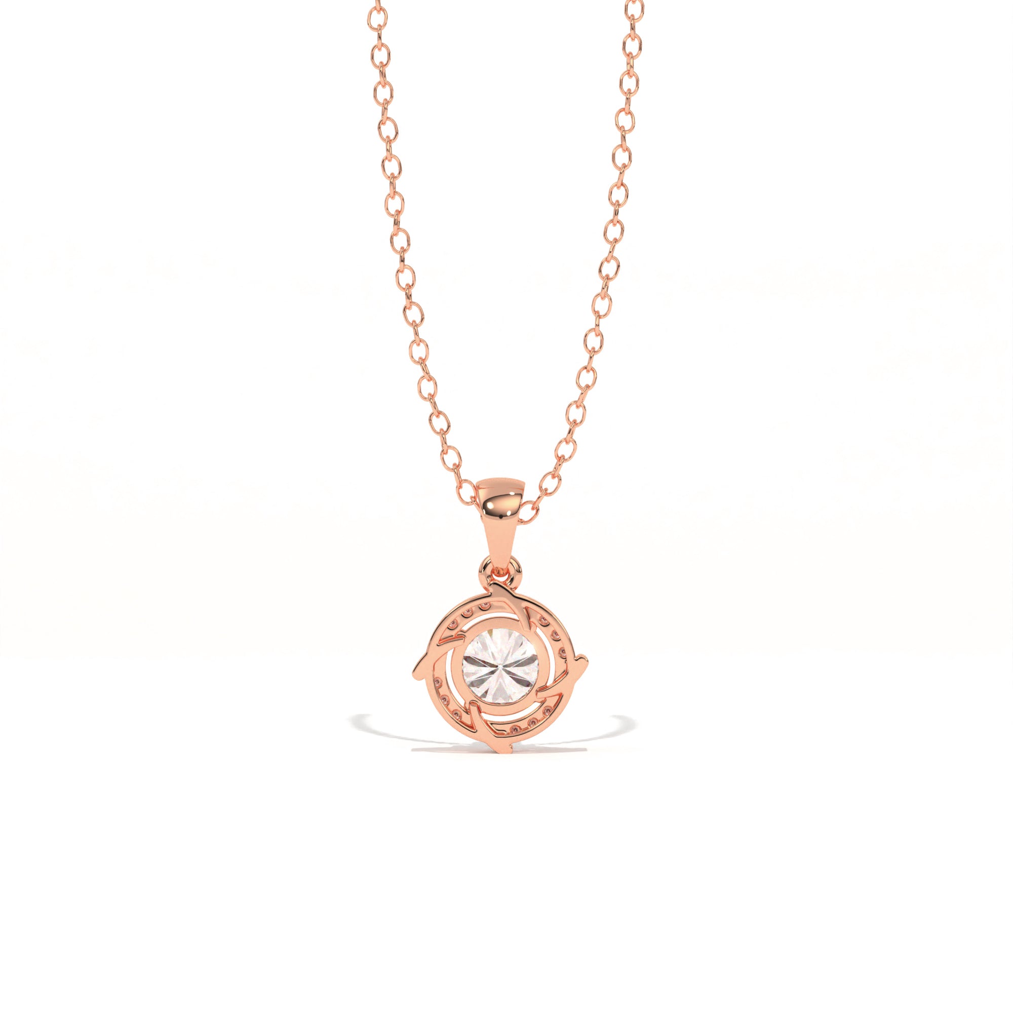 Aarinya Spiral Halo Lab-Grown Diamond Pendant, The Centurion Minimalist Concentric Swirl Ribbon Pendant