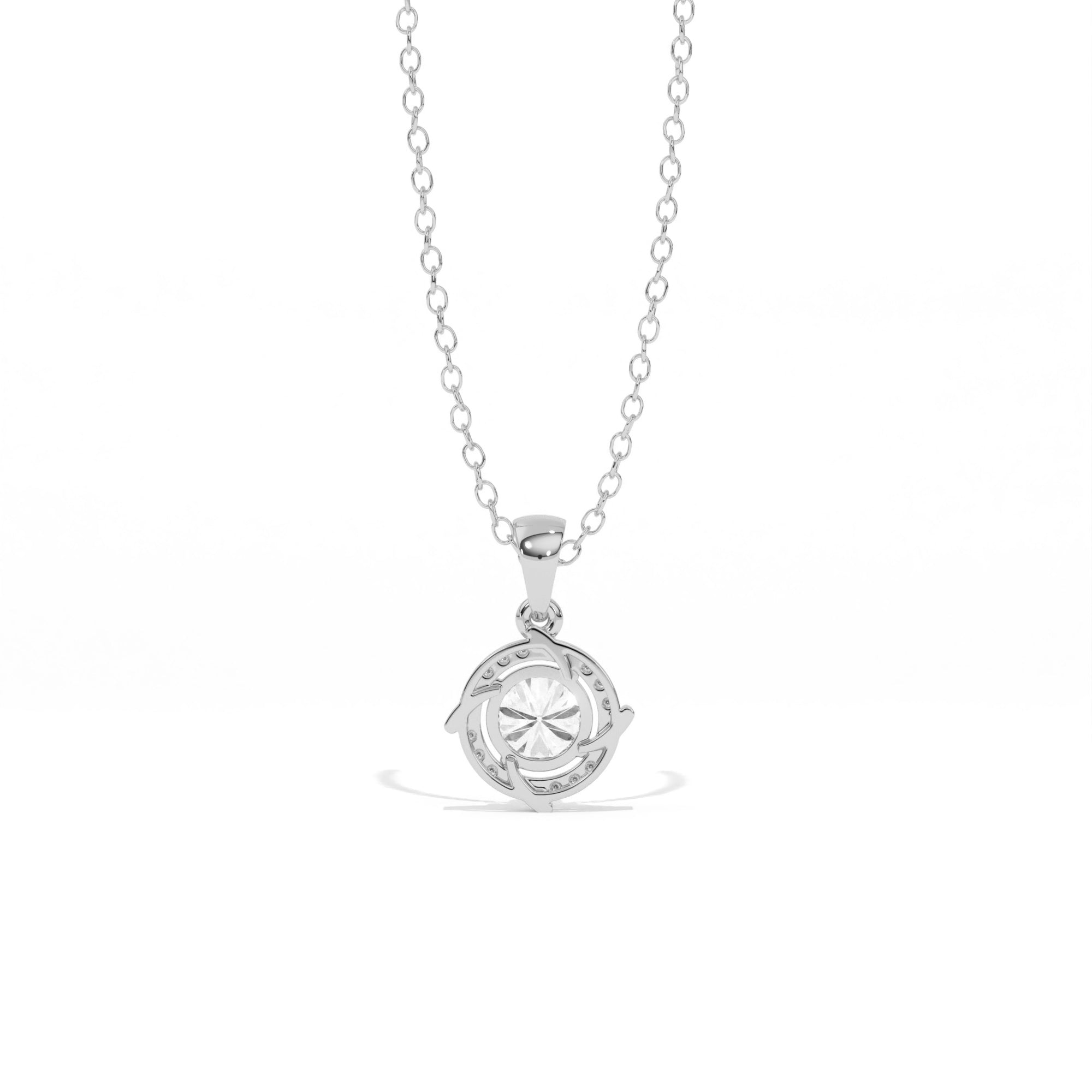 Aarinya Spiral Halo Lab-Grown Diamond Pendant, The Centurion Minimalist Concentric Swirl Ribbon Pendant